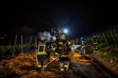 Stuttgart: Heuwagen geht in flammen auf !